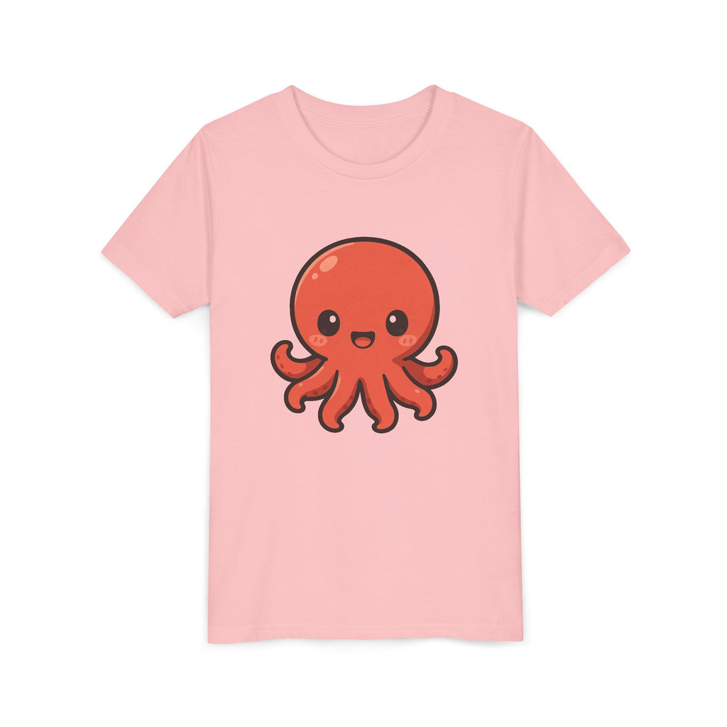 Cute Red Octopus Youth Tee — Kawaii Sea Animal Kids T-Shirt