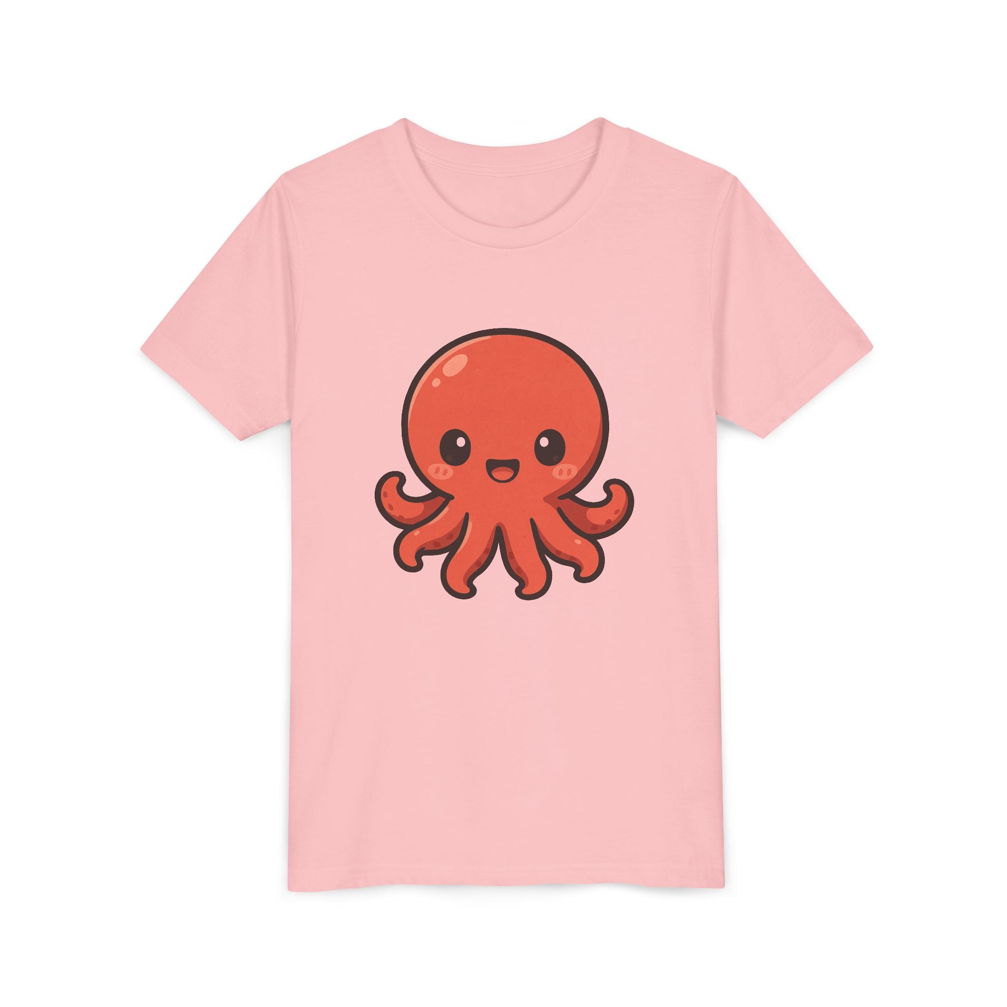 Cute Red Octopus Youth Tee — Kawaii Sea Animal Kids T-Shirt