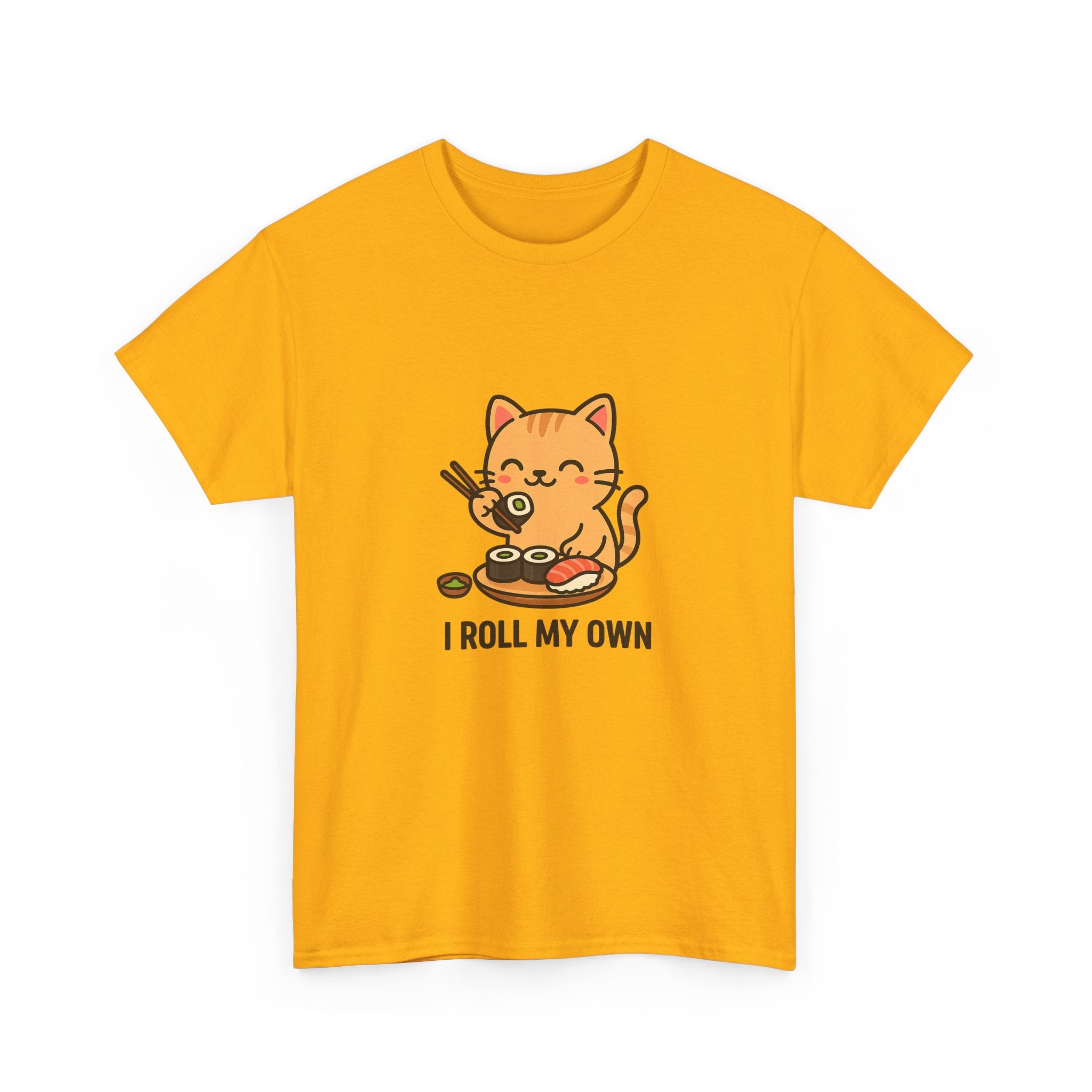Cat Sushi T-Shirt — Cute 'I Roll My Own' Kawaii Sushi Cat Tee - Adult