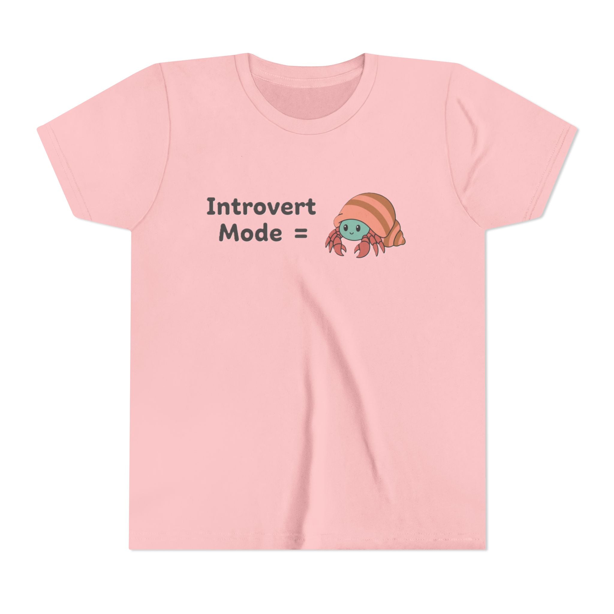 Introvert Mode Kids Tee — Cute Hermit Crab Graphic Youth Shirt