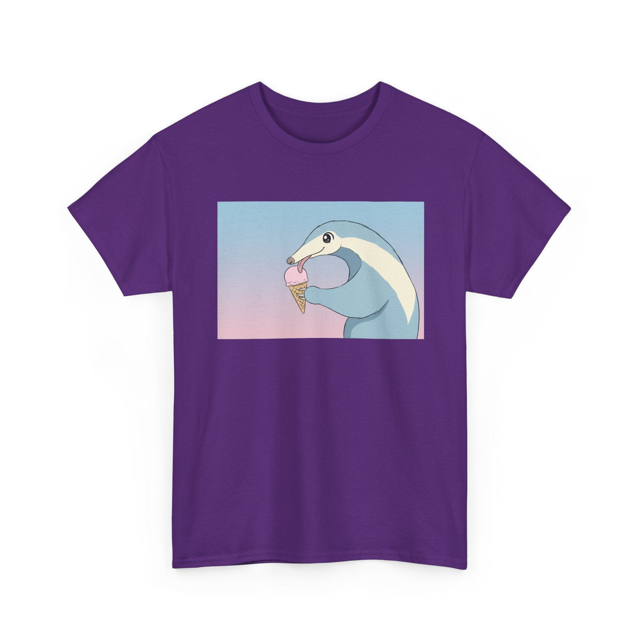 Anteater Eating Ice Cream T-Shirt — Cute Pastel Animal Graphic Tee - Adult