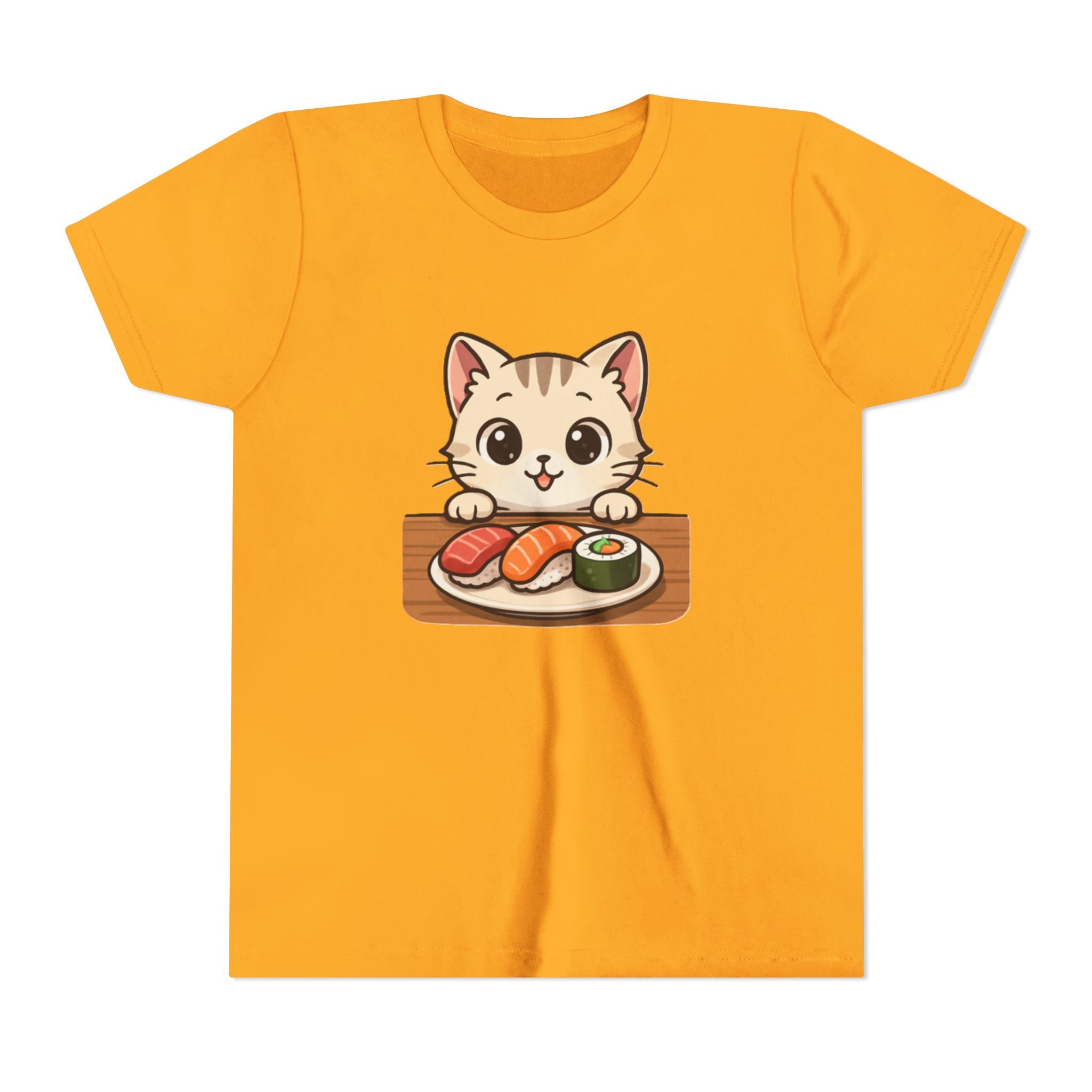 Kids Sushi Cat T-Shirt — Cute Kitty Eating Sushi Youth Tee