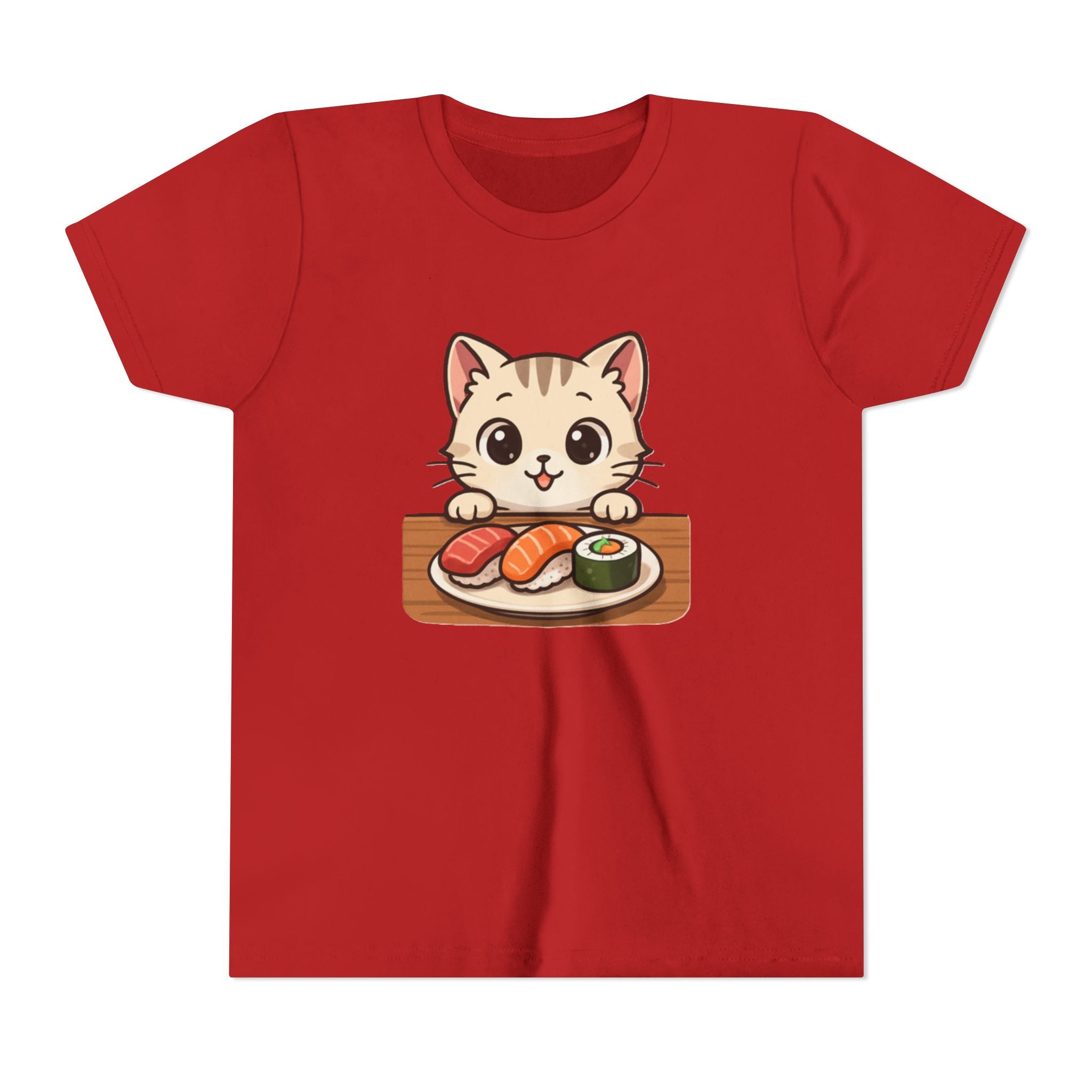 Kids Sushi Cat T-Shirt — Cute Kitty Eating Sushi Youth Tee