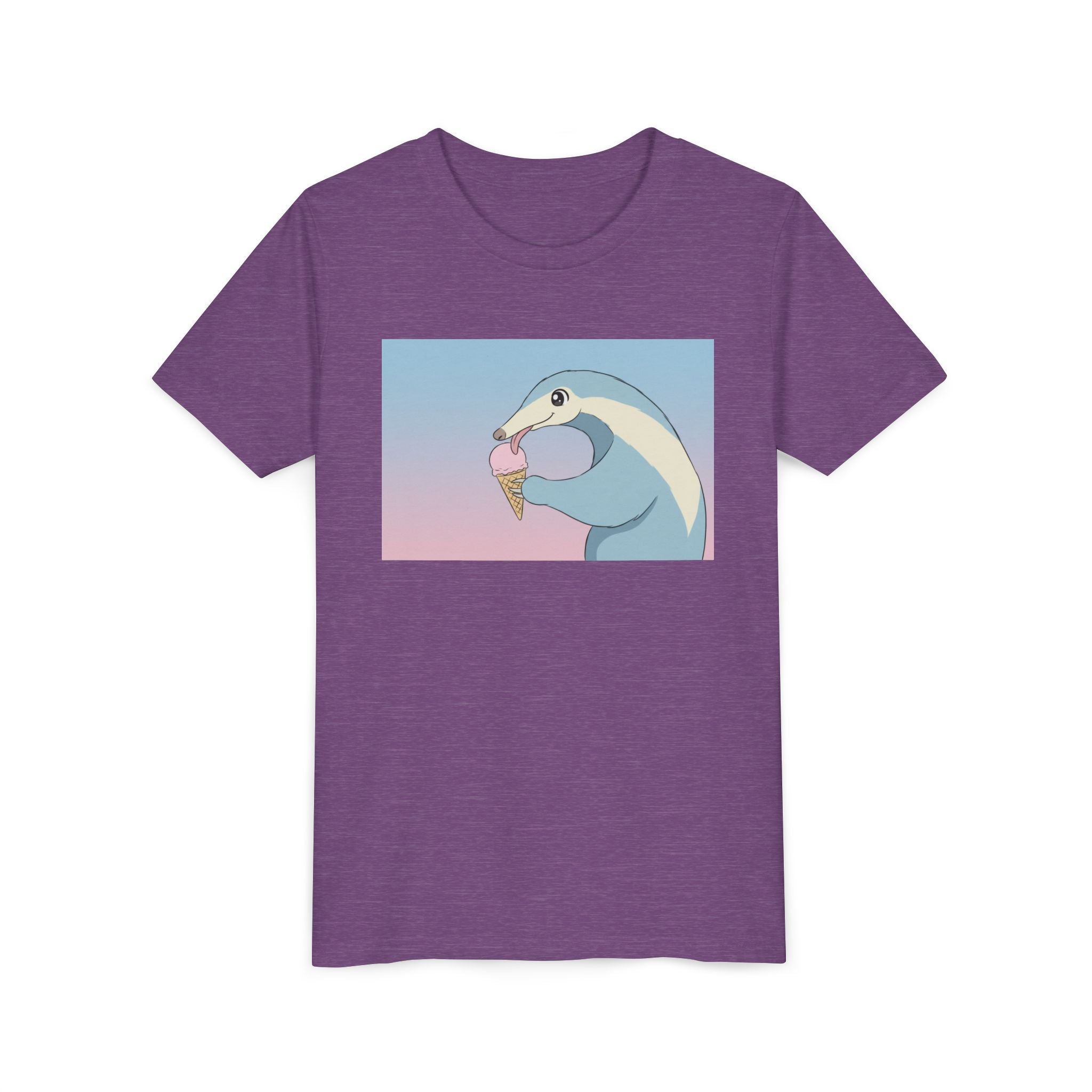 Anteater Eating Ice Cream Kids Tee — Cute Pastel Animal Graphic Youth T-Shirt - Kids