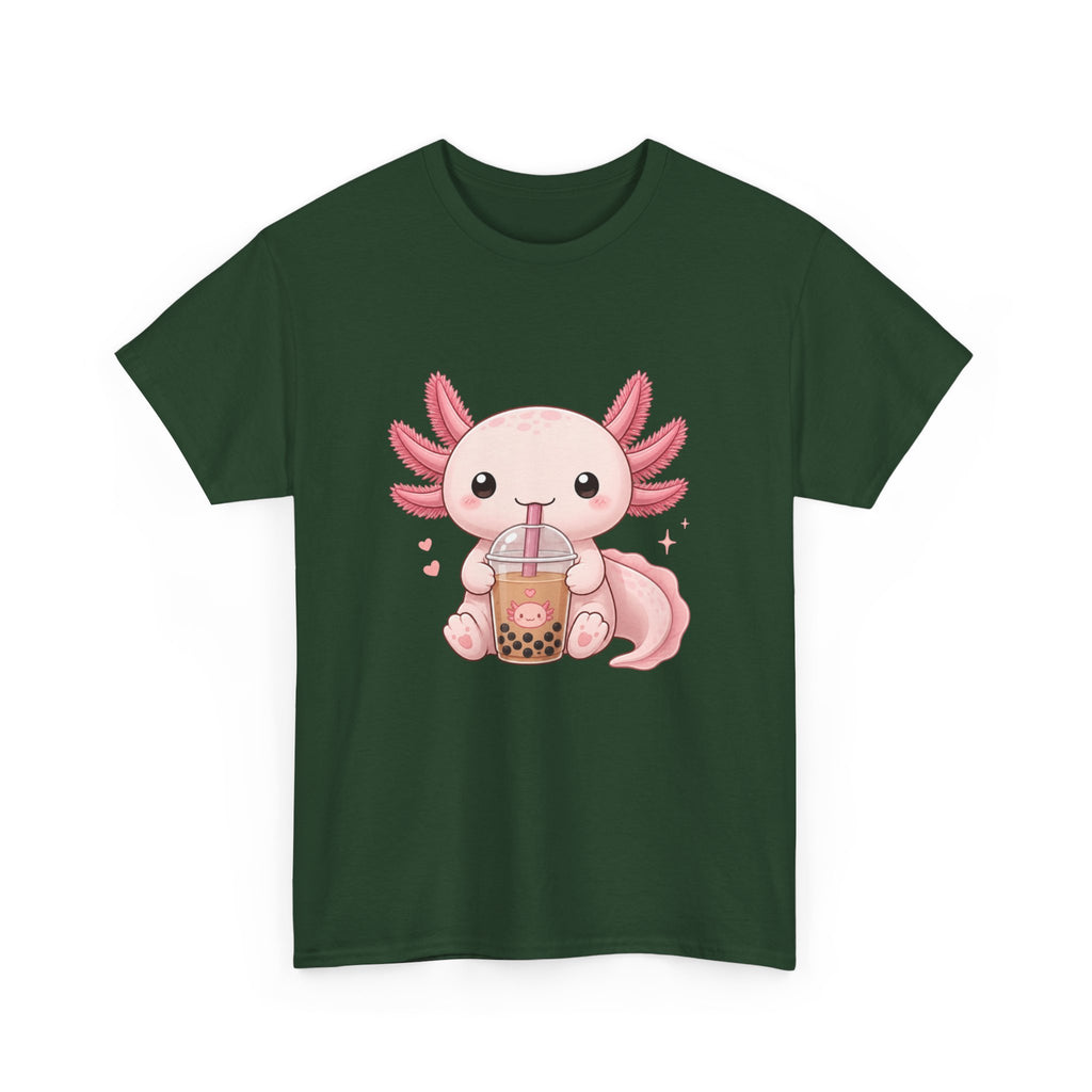 Axolotl Drinking Bubble Tea T-Shirt — Cute Kawaii Boba Tee - Adult
