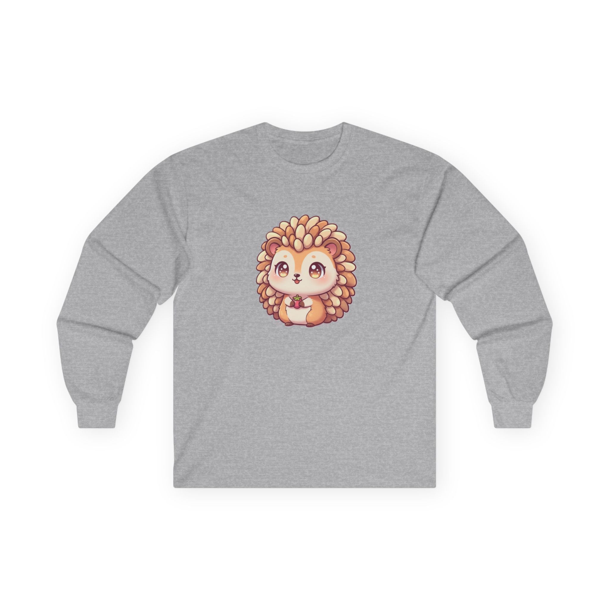 Cute Hedgehog Long Sleeve Tee — Adorable Kawaii Animal Shirt - Adult