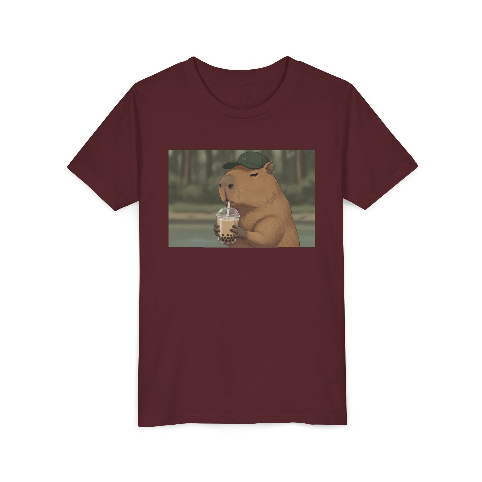 Capybara Drinking Boba Tea Youth Tee — Cute Kawaii Bubble Shirt for Kids - Kids