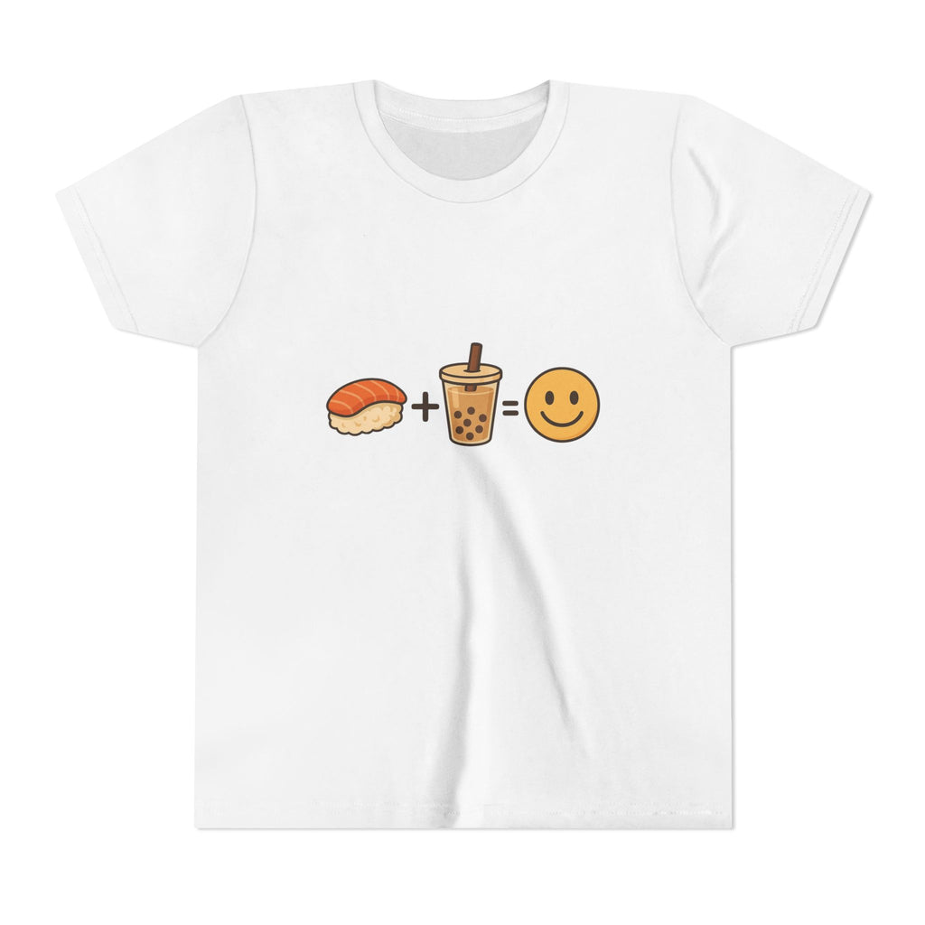 Youth Tee — Sushi + Bubble Tea = Happy Emoji Kids Shirt