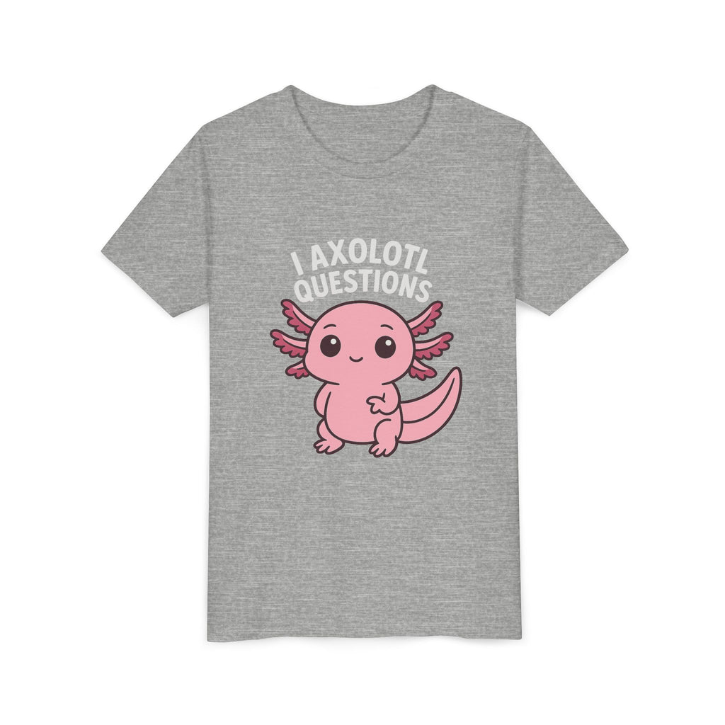 Youth Tee — Cute Pink Axolotl “Axolotl Questions” Kids Shirt