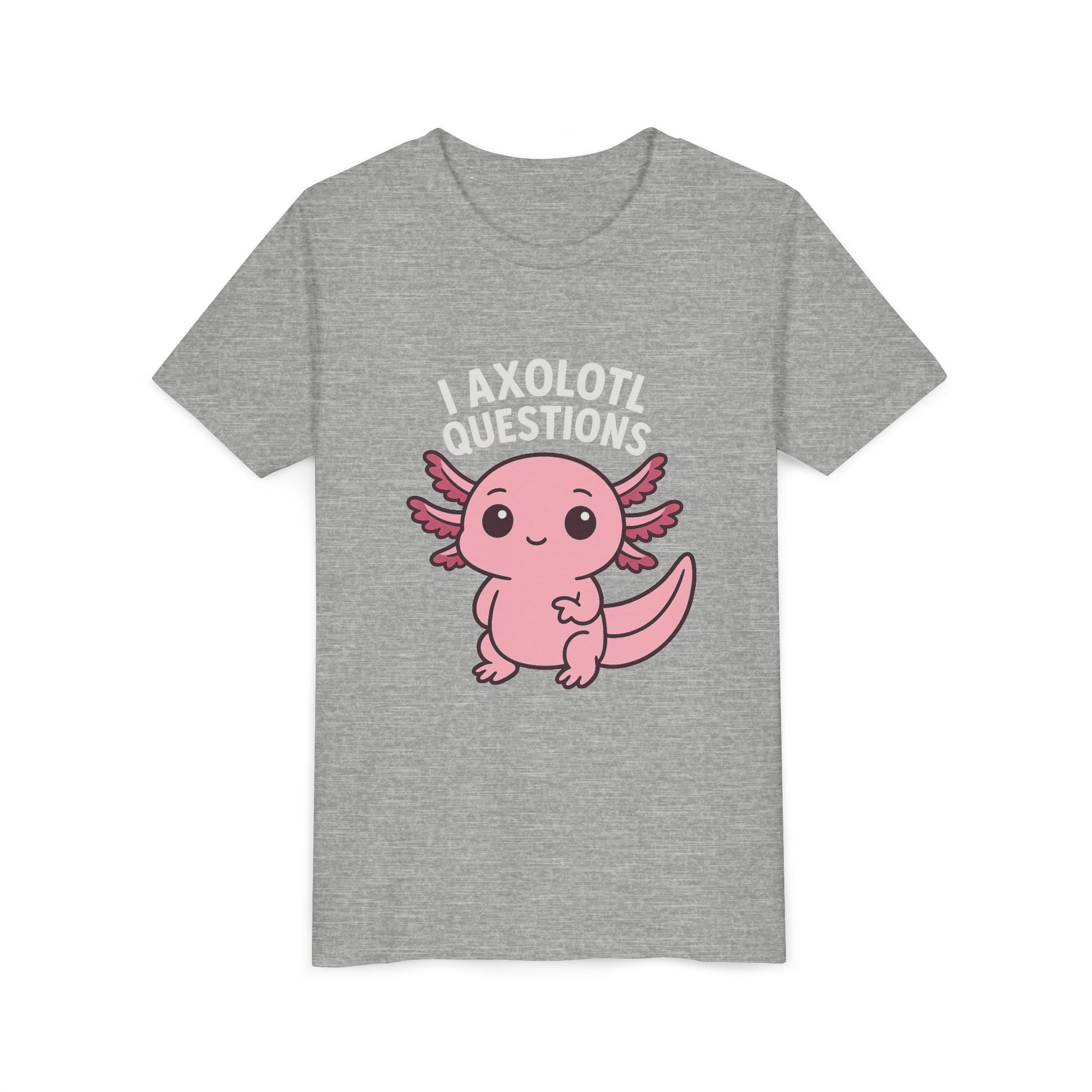 Youth Tee — Cute Pink Axolotl “Axolotl Questions” Kids Shirt