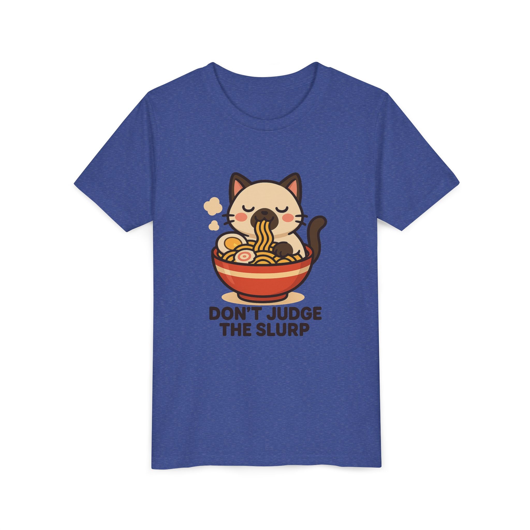 Youth Tee — Cute Cat Eating Ramen 'Don't Judge The Slurp' Graphic Shirt