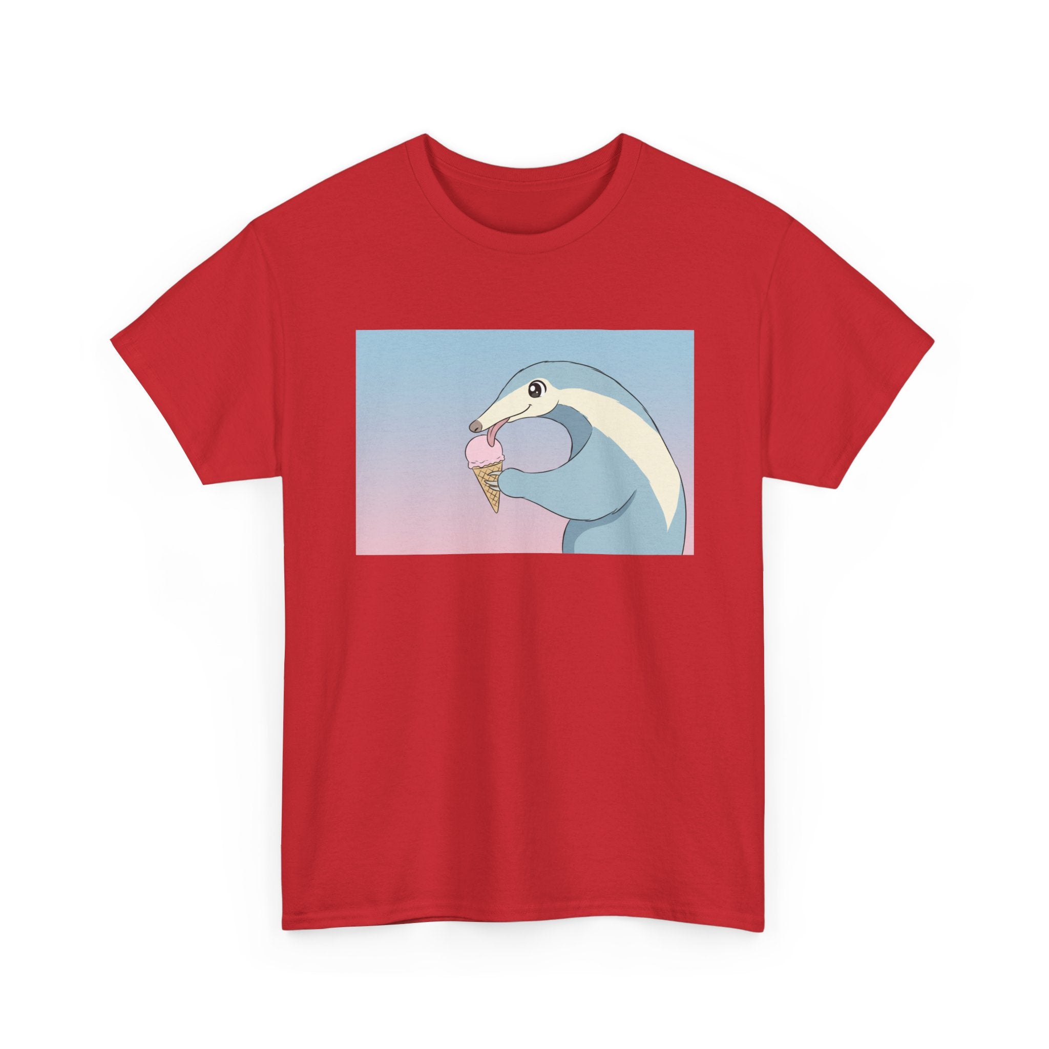Anteater Eating Ice Cream T-Shirt — Cute Pastel Animal Graphic Tee - Adult