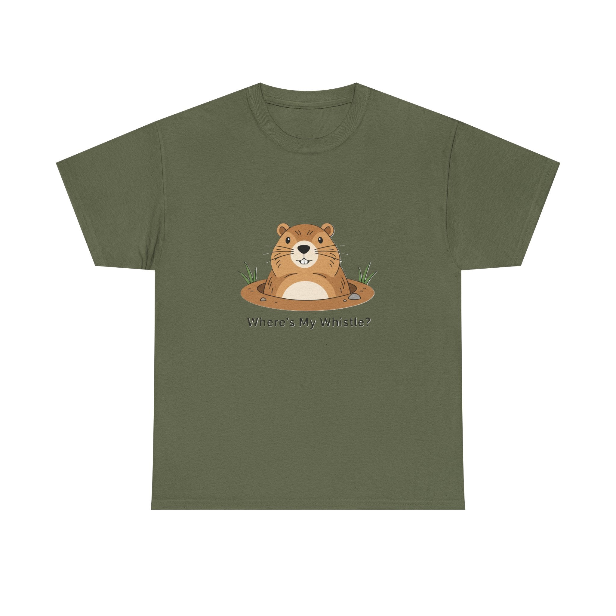 Groundhog Day Tee — "Where's My Whistle?" Cute Groundhog Whistle Pig Graphic T-Shirt - Adult