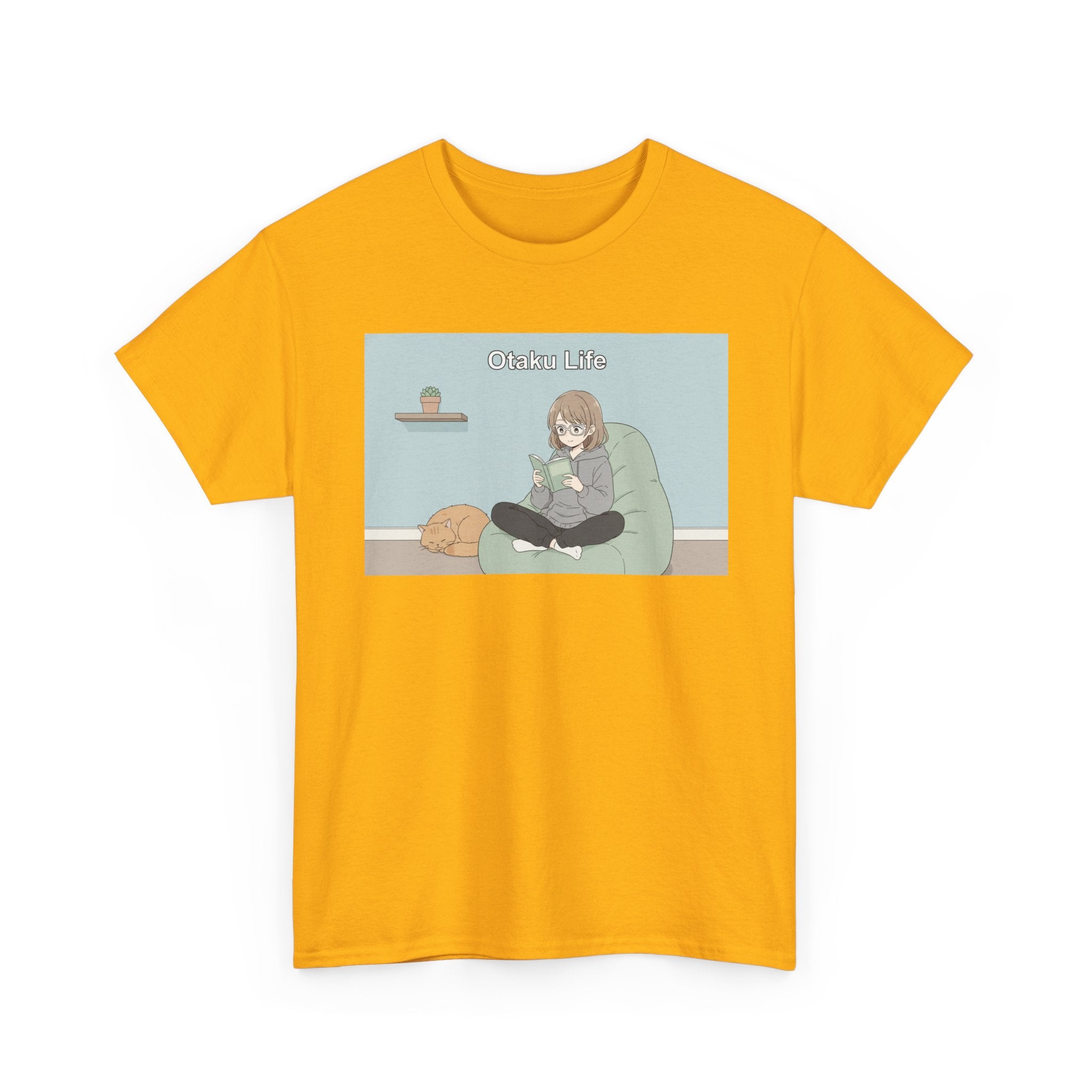 Cozy Cat Girl Otaku Long Sleeve Tee - 'Chill Vibes' Anime Girl Relaxing Graphic T-Shirt