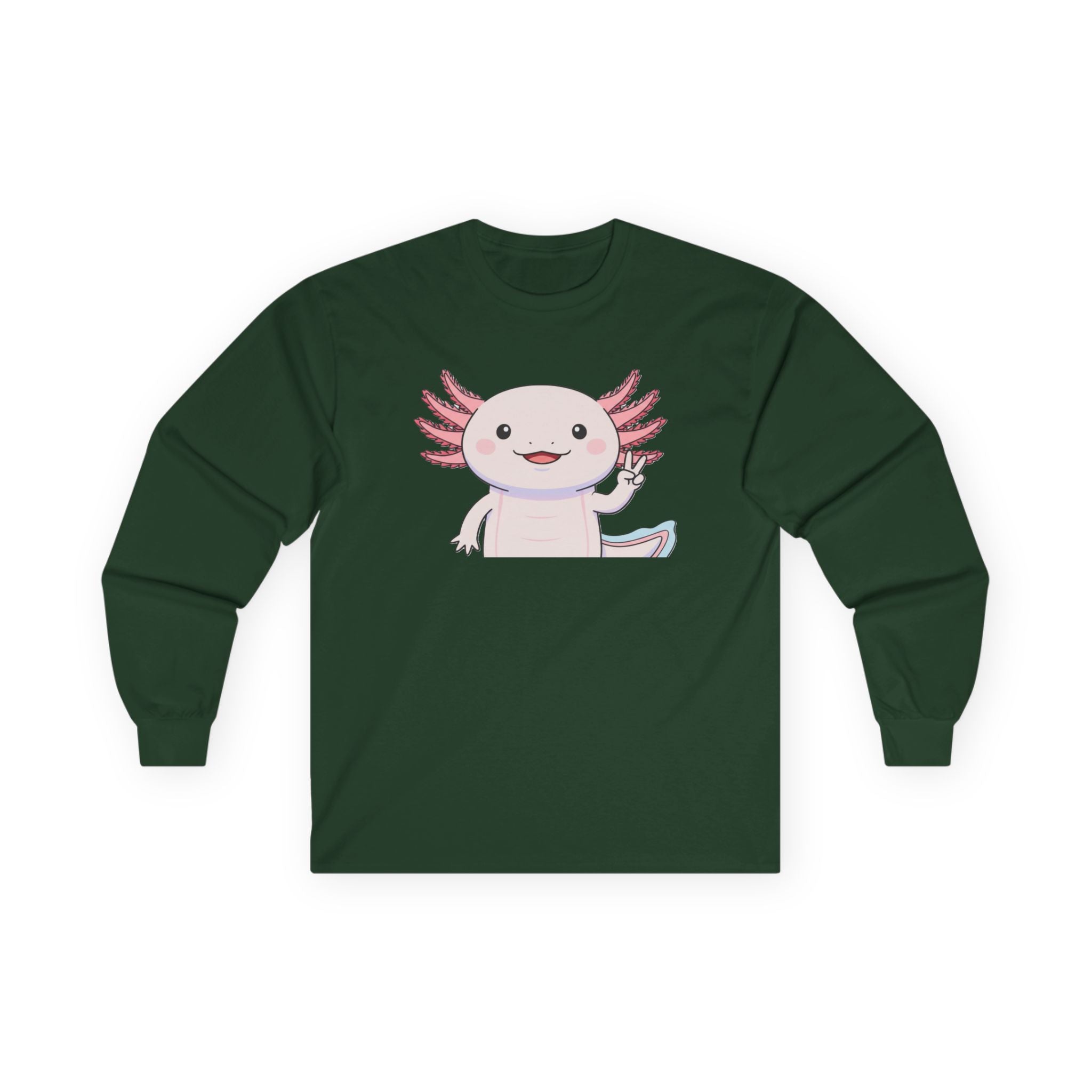 Cute Axolotl Long Sleeve Tee – Pastel Kawaii Salamander Shirt - Adult