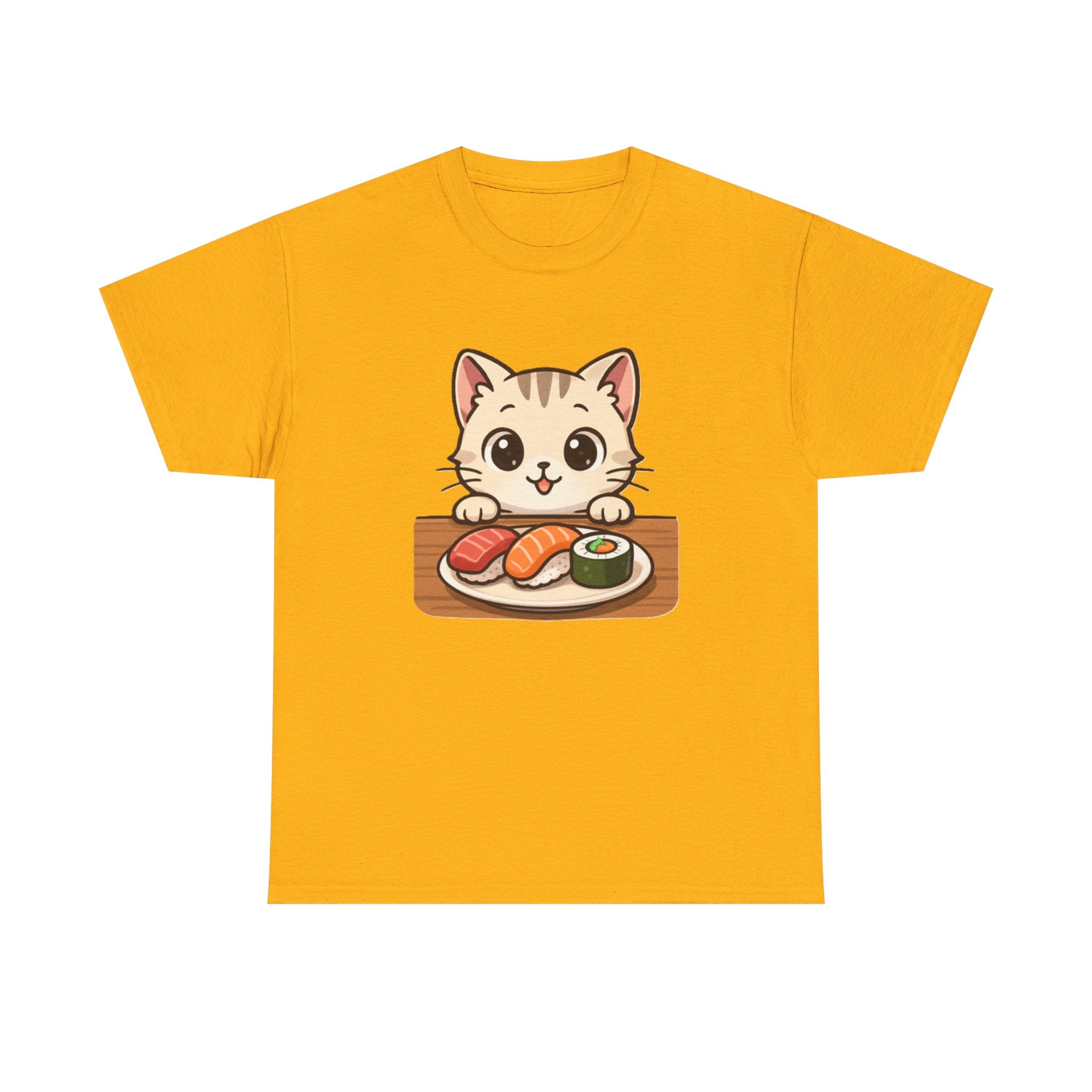 Cat & Sushi T-Shirt — Cute Kawaii Kitty with Sushi Graphic - Adult