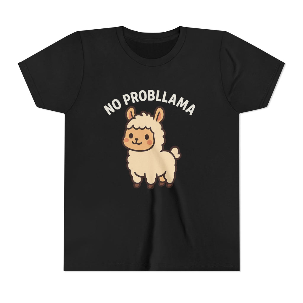 No Probllama Youth Tee – Cute Llama Kids Short Sleeve Shirt