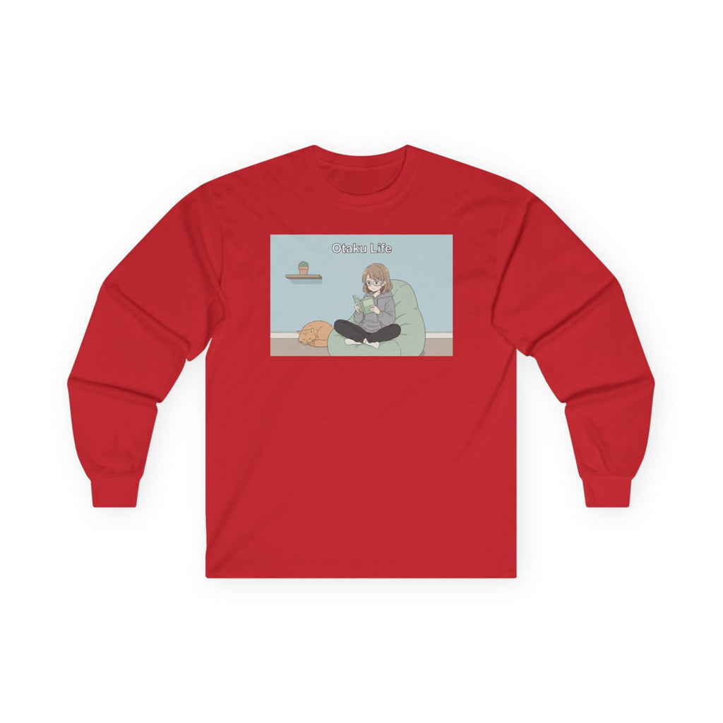 Cozy Cat Girl Otaku Long Sleeve Tee — "Cuddle Time" Anime Lounge Shirt - Adult