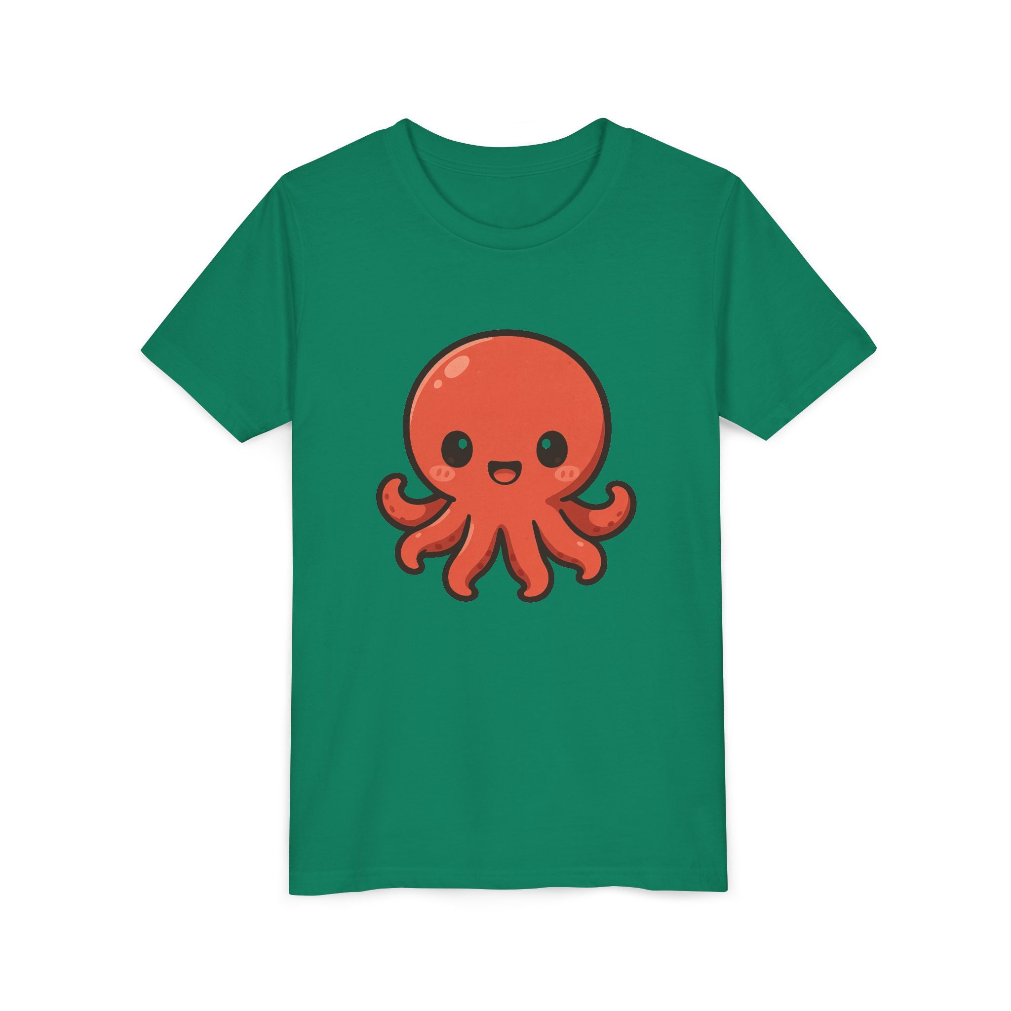 Cute Red Octopus Youth Tee — Kawaii Sea Animal Kids T-Shirt